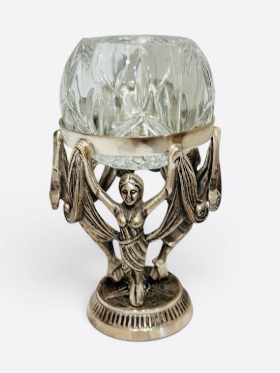 Vintage Other - Ornate Silver “Thread of Life” Votive Holder – Zeus & The Fates